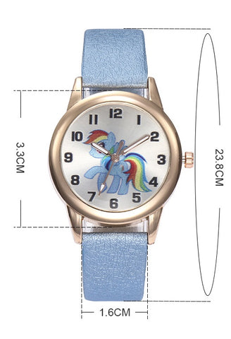 Les dimensions de la montre licorne bleue "Rainbow Dash"
